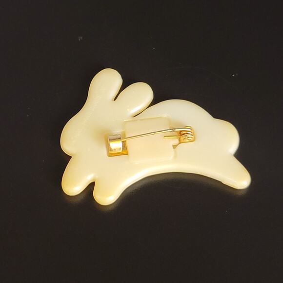 Vintage Yellow Glitter Bunny Brooch Resin 1.9" Pin Hallmark 1989 With Gift Box - Picture 3 of 4